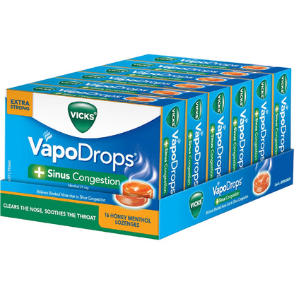 Vicks Vapodrops Sinus Congestion Lozenges Honey Menthol 16 Pack