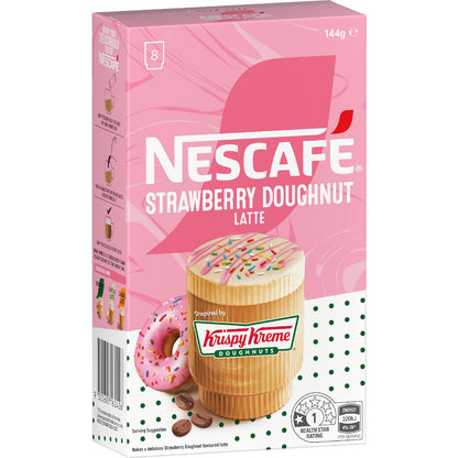 Nescafe Krispy Kreme Strawberry Doughnut Latte Sachets 8 Pack