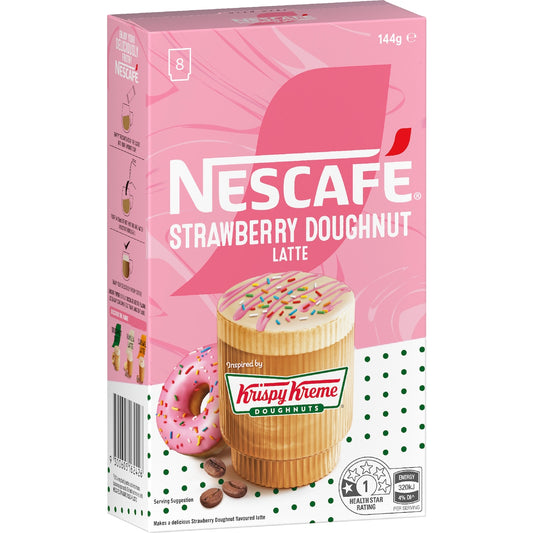 Nescafe Krispy Kreme Strawberry Doughnut Latte Sachets 8 Pack