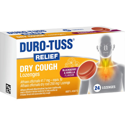 Duro-tuss Relief Dry Cough Lozenges Blackberry & Vanilla 24 Pack