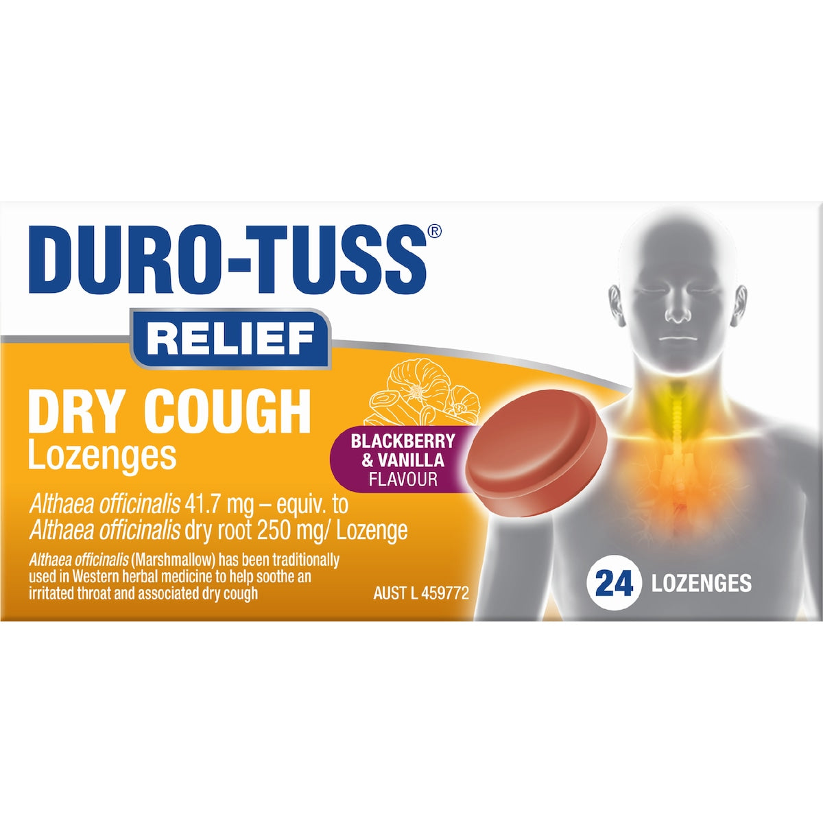 Duro-tuss Relief Dry Cough Lozenges Blackberry & Vanilla 24 Pack