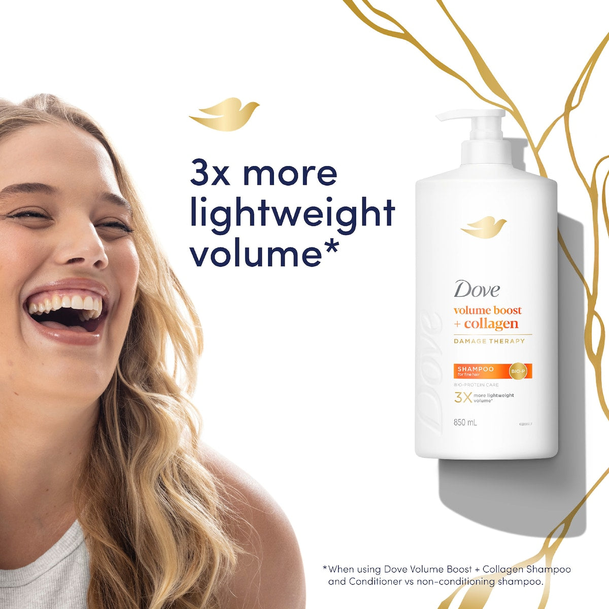 Dove Damage Therapy Volume Boost & Collagen Shampoo 850ml