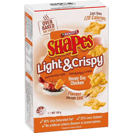 Arnotts Shapes Light & Crispy Honey Soy Chicken Crackers 120g