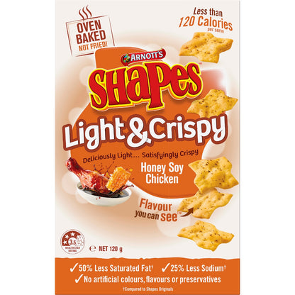 Arnotts Shapes Light & Crispy Honey Soy Chicken Crackers 120g