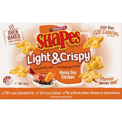 Arnotts Shapes Light & Crispy Honey Soy Chicken Crackers 120g