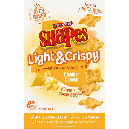 Arnotts Shapes Light & Crispy Cheddar Cheese Crackers 120g