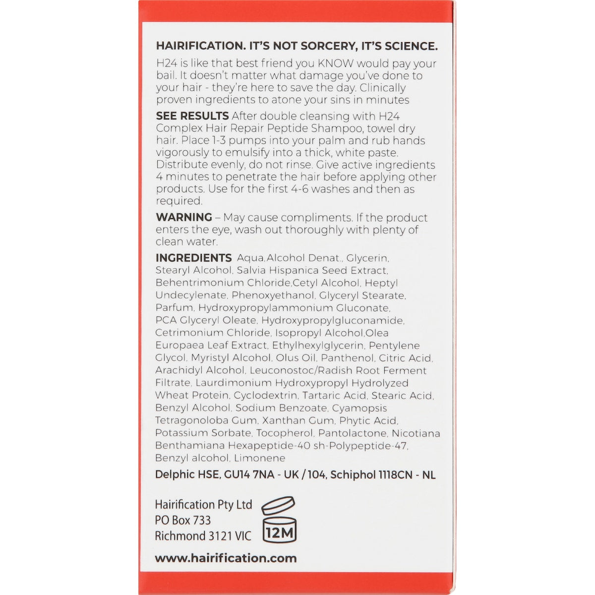 Hairification H24 Complex Leave-in Repair Hair Mask 50ml