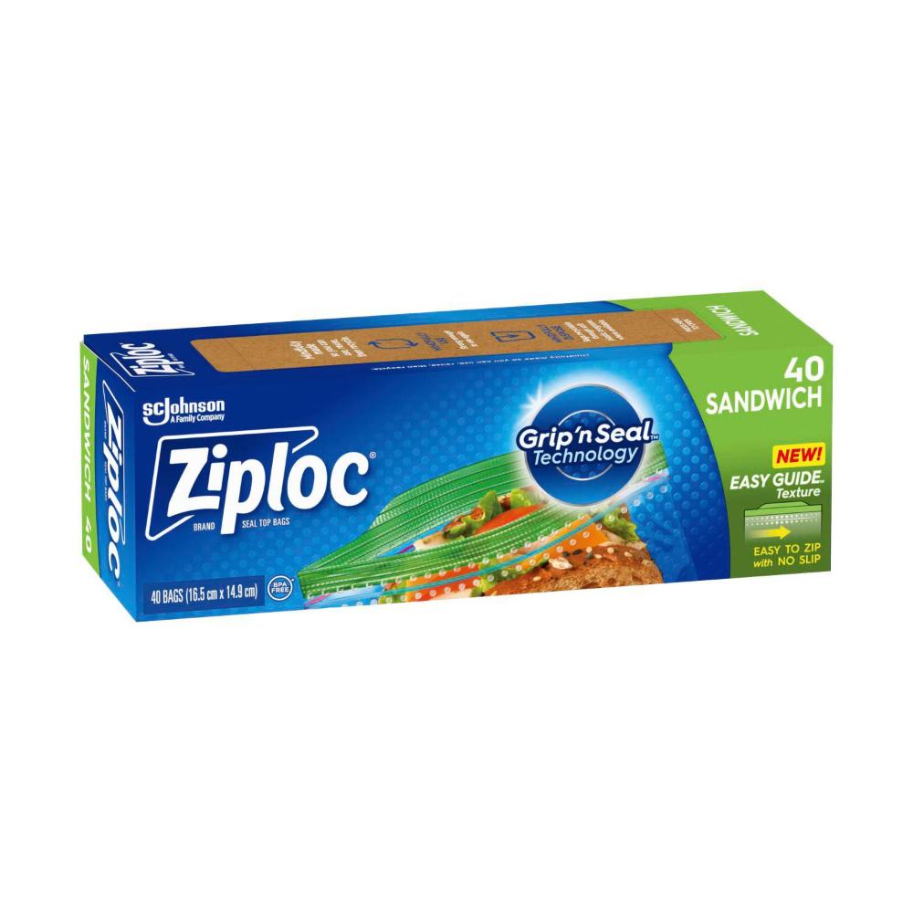 Ziploc Resealable Sandwich Bags - 40 Pack