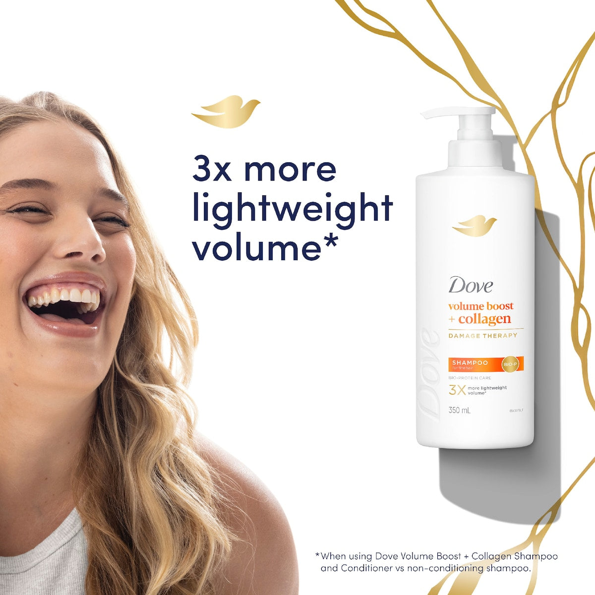 Dove Damage Therapy Volume Boost + Collagen Shampoo 350ml
