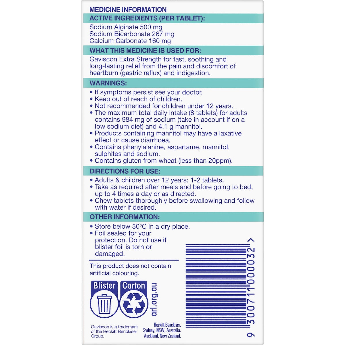 Gaviscon Extra Strength Chewable Tablets 48 Pack