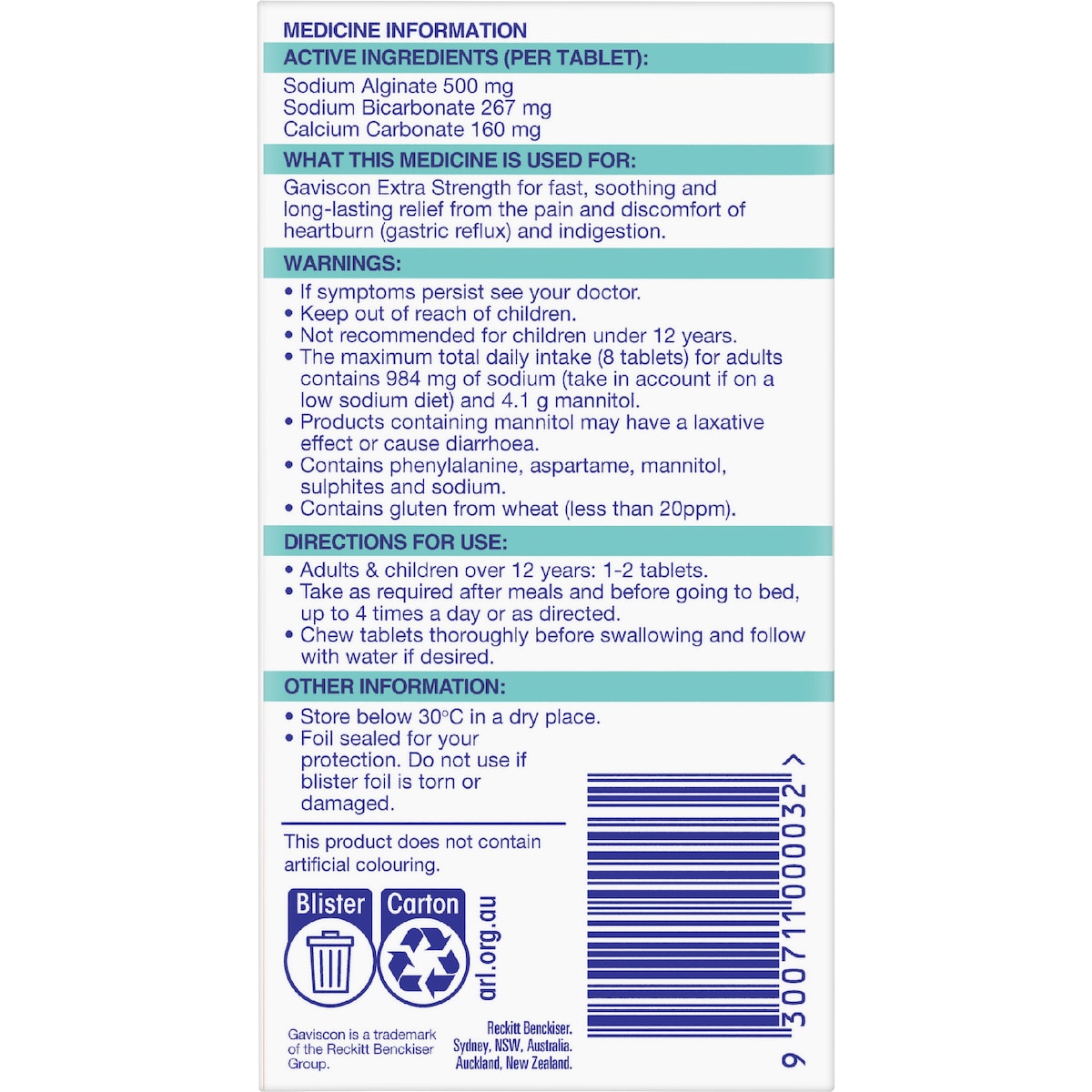 Gaviscon Extra Strength Chewable Tablets 48 Pack