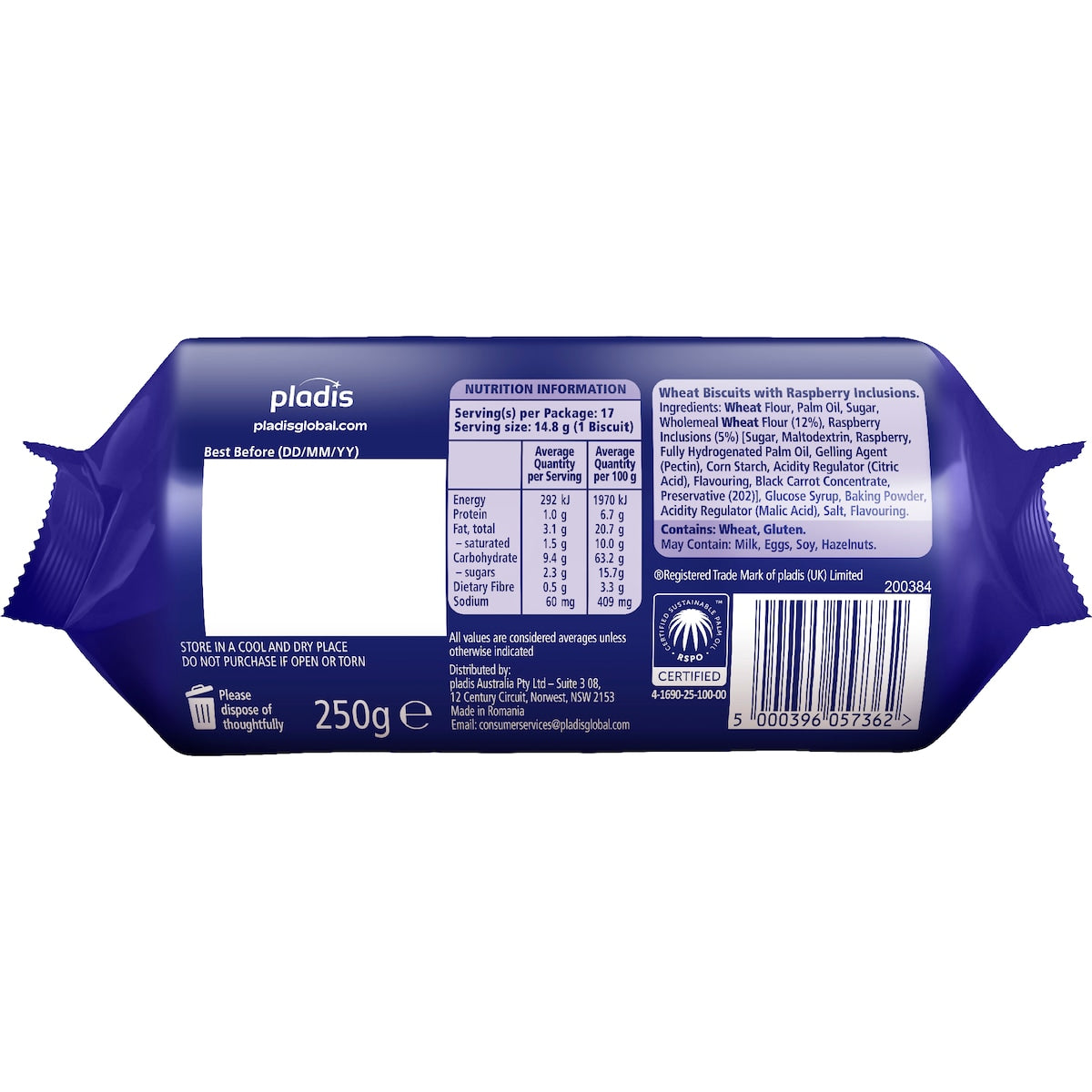 Mcvities Digestives Raspberry 250g
