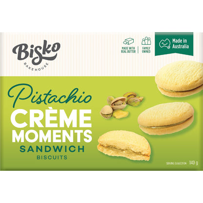 Bisko Bakehouse Creme Moments Shortbread With Pistachio Cream Filling 140g