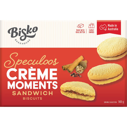 Bisko Bakehouse Creme Moments Shortbread With Speculoos Cream Filling 140g