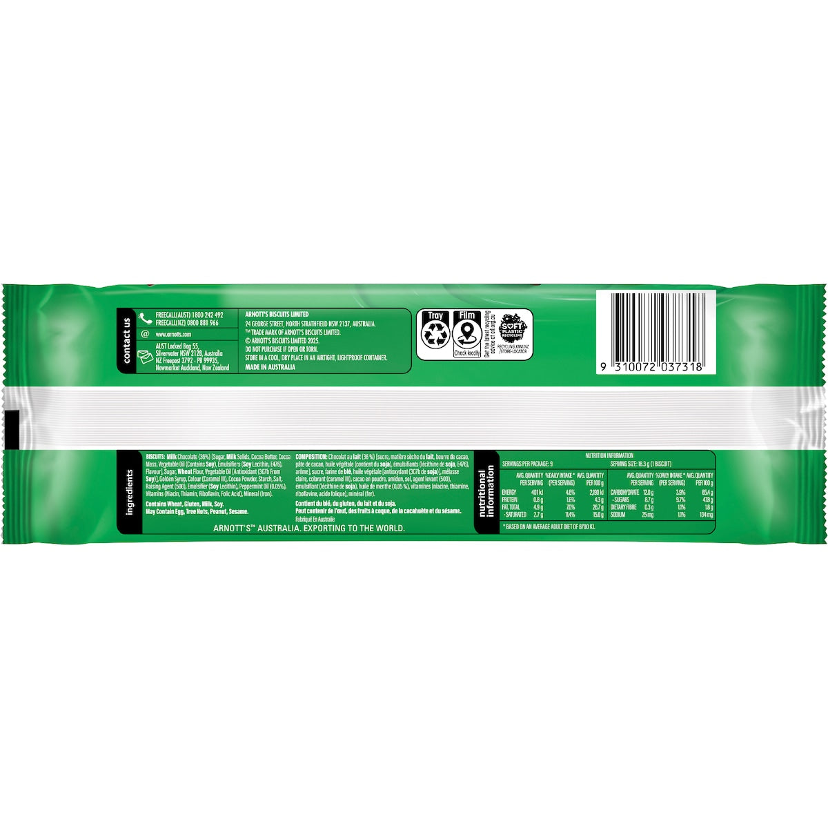 Arnotts Tim Tam Choc Mint Biscuits 165g