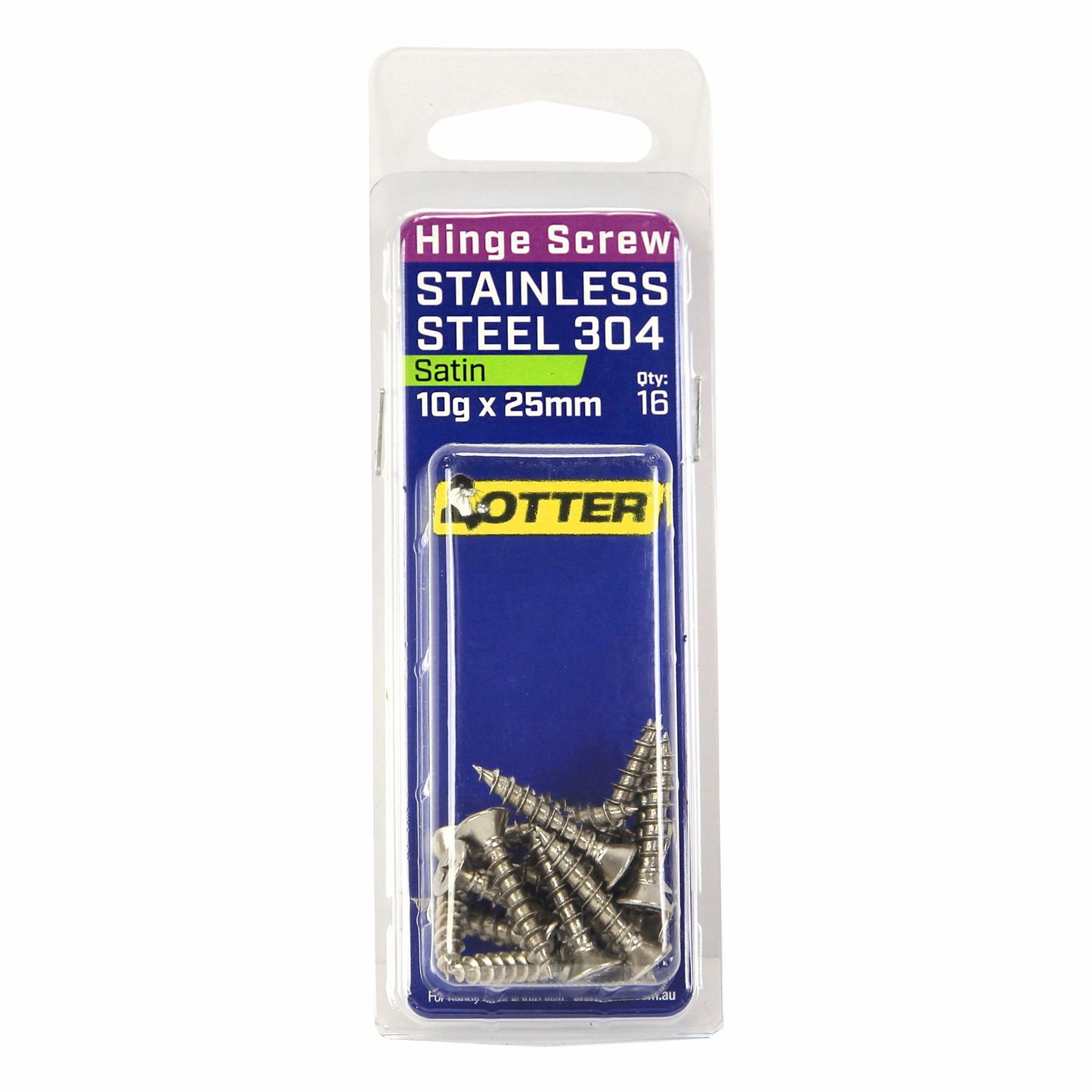 Otter Satin Stainless Steel Hinge Screws - 10 x 25mm - 16 Pack