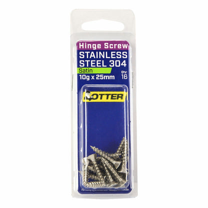 Otter Satin Stainless Steel Hinge Screws - 10 x 25mm - 16 Pack
