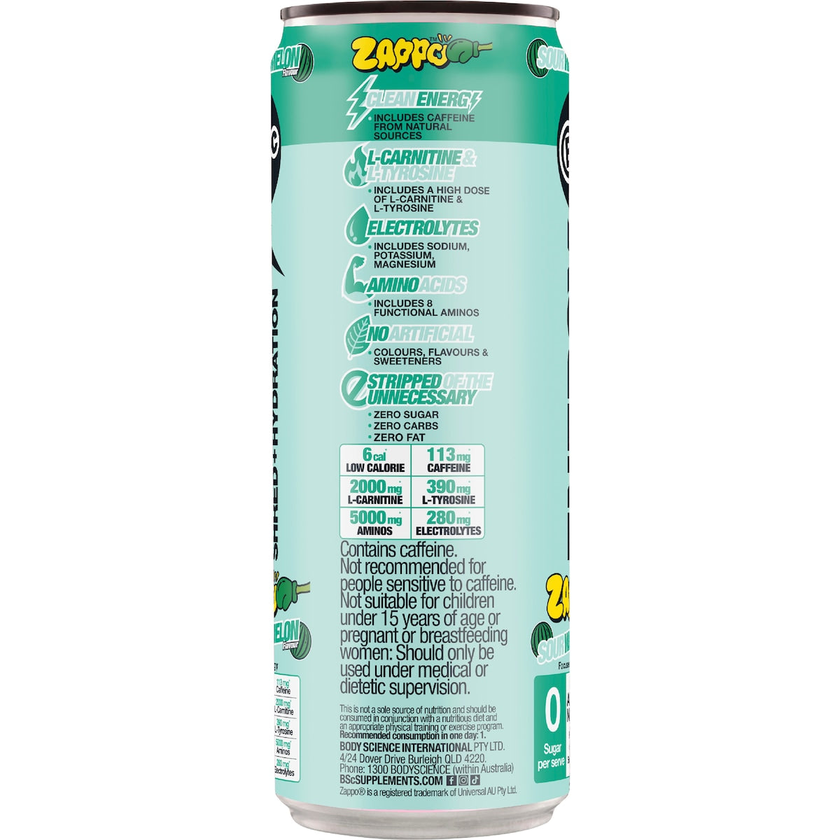 Bsc Zappo Energy Shred & Hydration Sour Watermelon 355ml