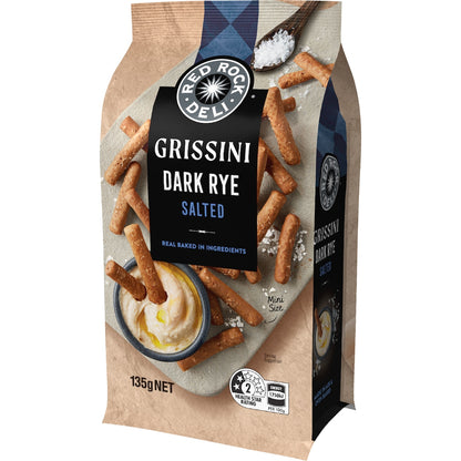 Red Rock Deli Grissini Salted Dark Rye 135g