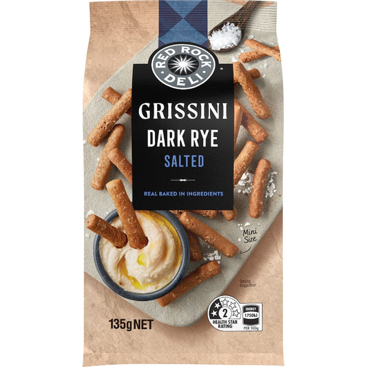 Red Rock Deli Grissini Salted Dark Rye 135g