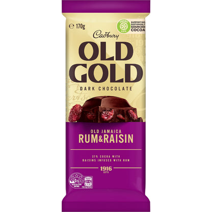 Cadbury Old Gold Jamaica Rum & Raisin Dark Chocolate Block 170g