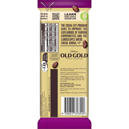 Cadbury Old Gold Jamaica Rum & Raisin Dark Chocolate Block 170g