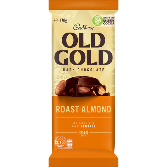Cadbury Old Gold Roast Almond Dark Chocolate Block 170g