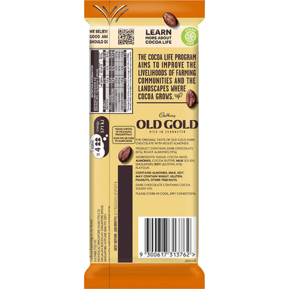 Cadbury Old Gold Roast Almond Dark Chocolate Block 170g