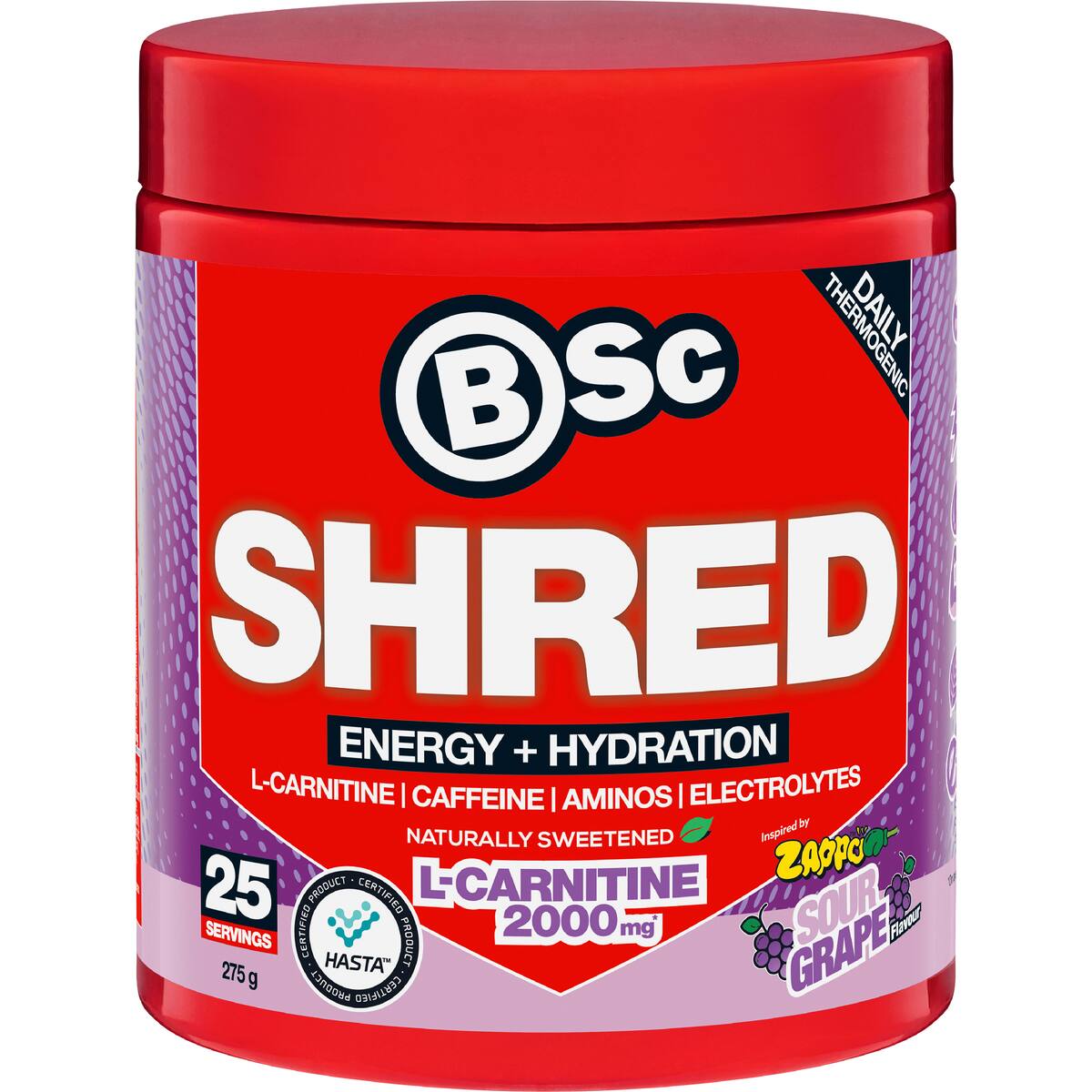 Bsc Zappo Shred Energy & Hydration Sour Grape 275g