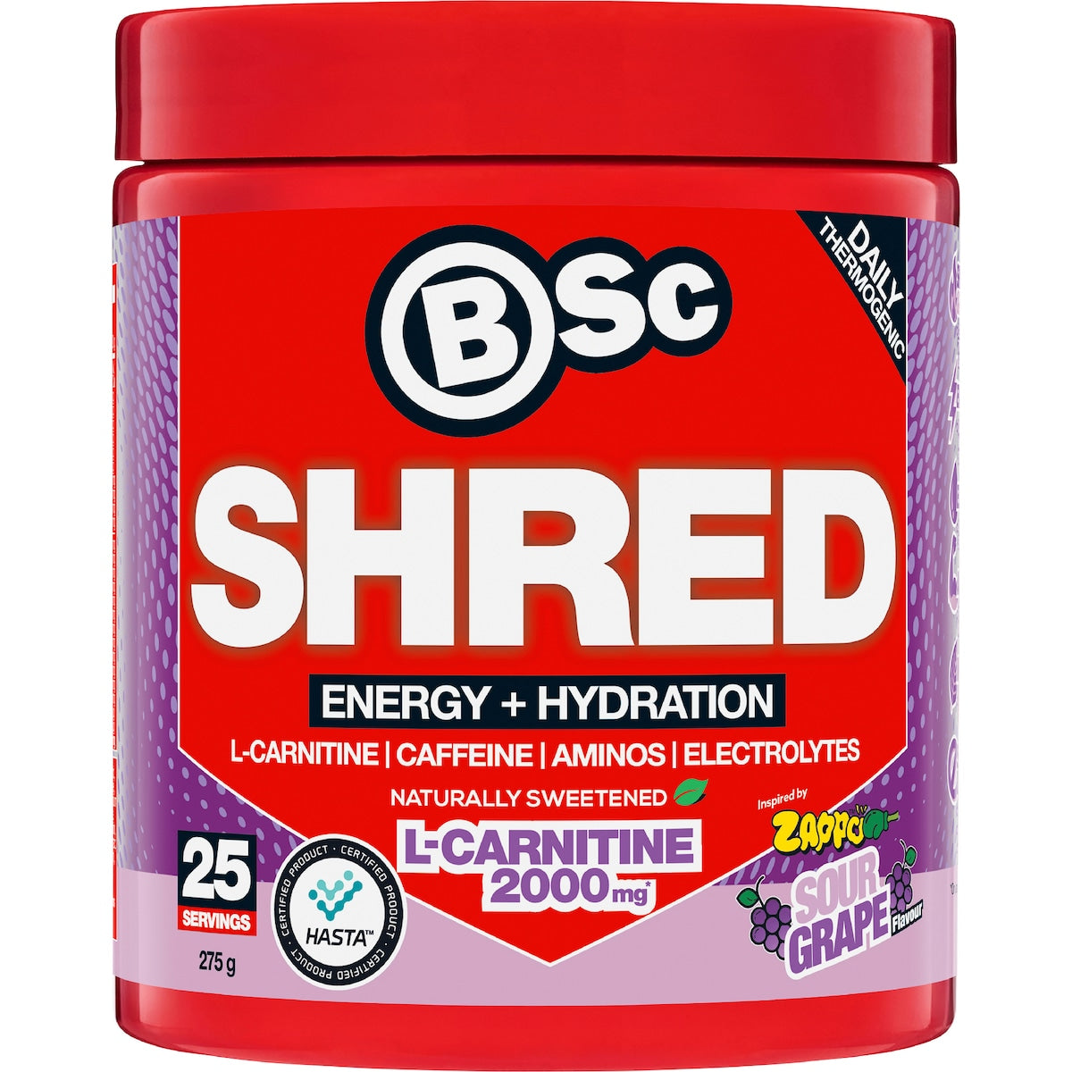 Bsc Zappo Shred Energy & Hydration Sour Grape 275g