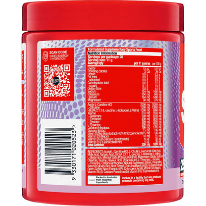 Bsc Zappo Shred Energy & Hydration Sour Grape 275g