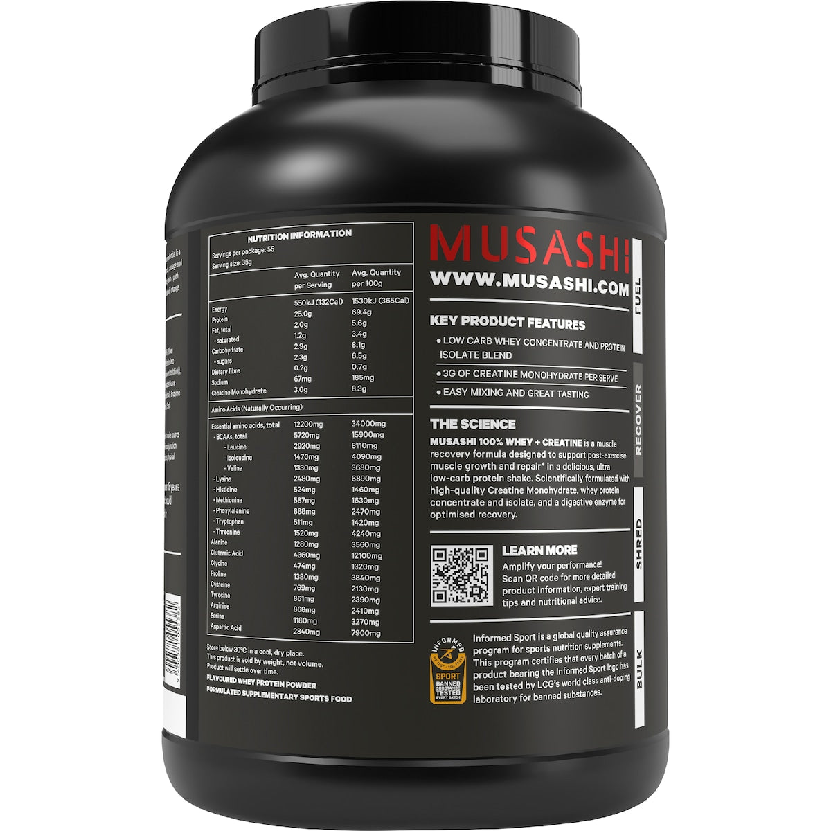 Musashi 100% Whey + Creatine Vanilla 2kg