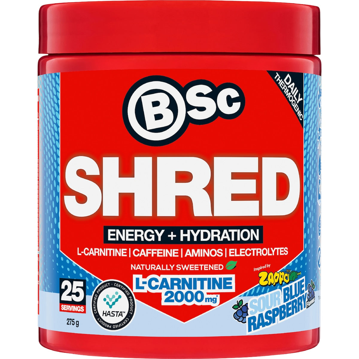 Bsc Zappo Shred Energy & Hydration Sour Blue Raspberry 275g