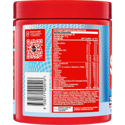 Bsc Zappo Shred Energy & Hydration Sour Blue Raspberry 275g
