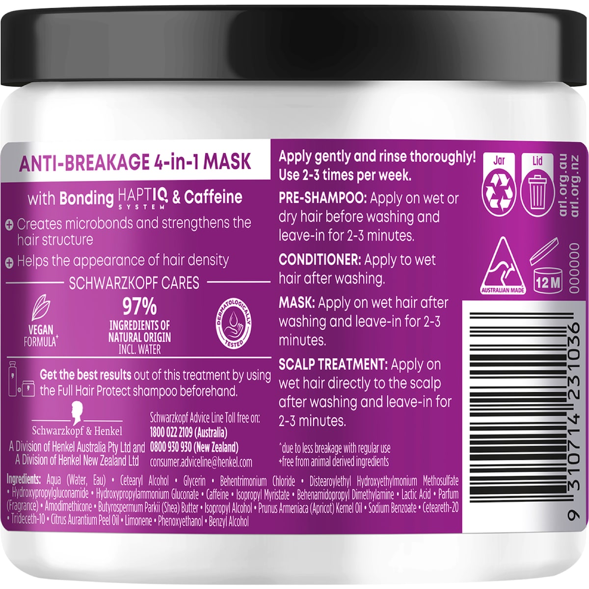 Schwarzkopf Extra Care Full Hair Protect Anti-breakage 4 In 1 Mask 240ml