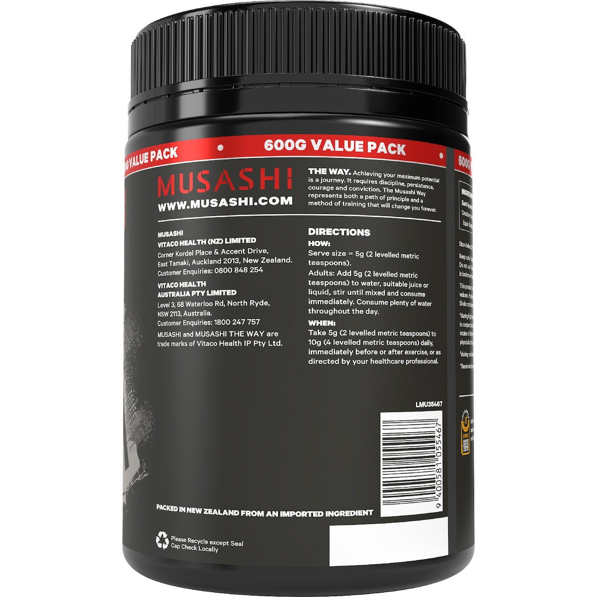 Musashi Creatine Unflavoured 600g
