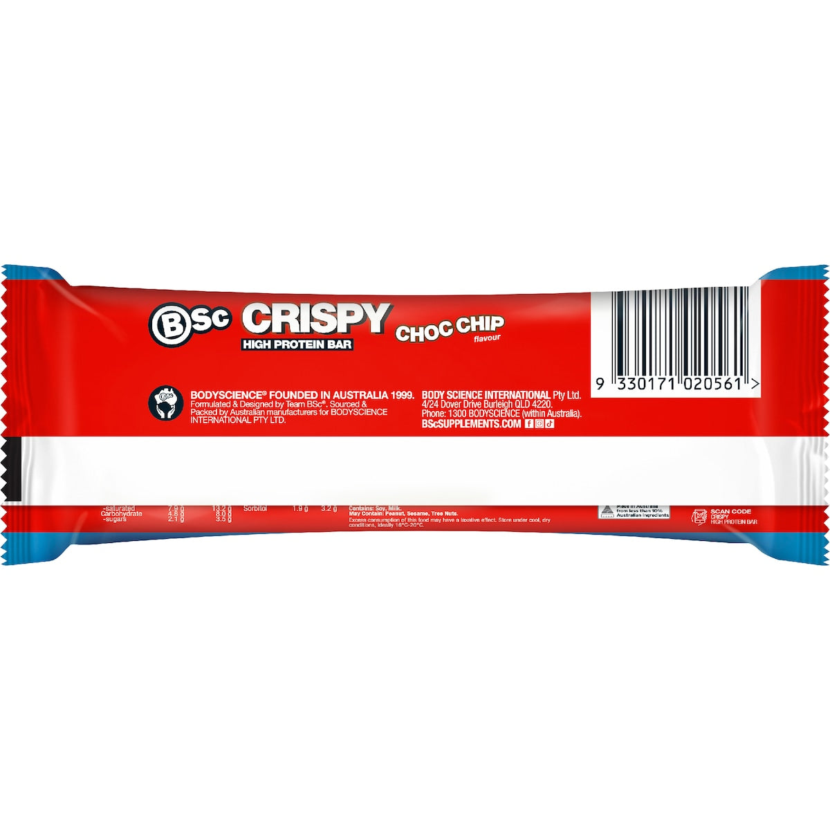Bsc Crispy High Protein Bar Choc Chip 60g