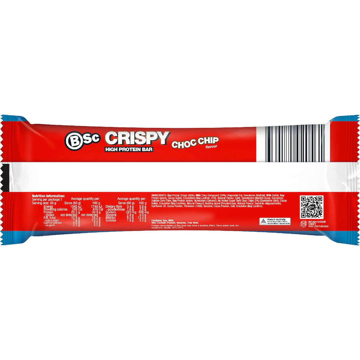 Bsc Crispy High Protein Bar Choc Chip 60g