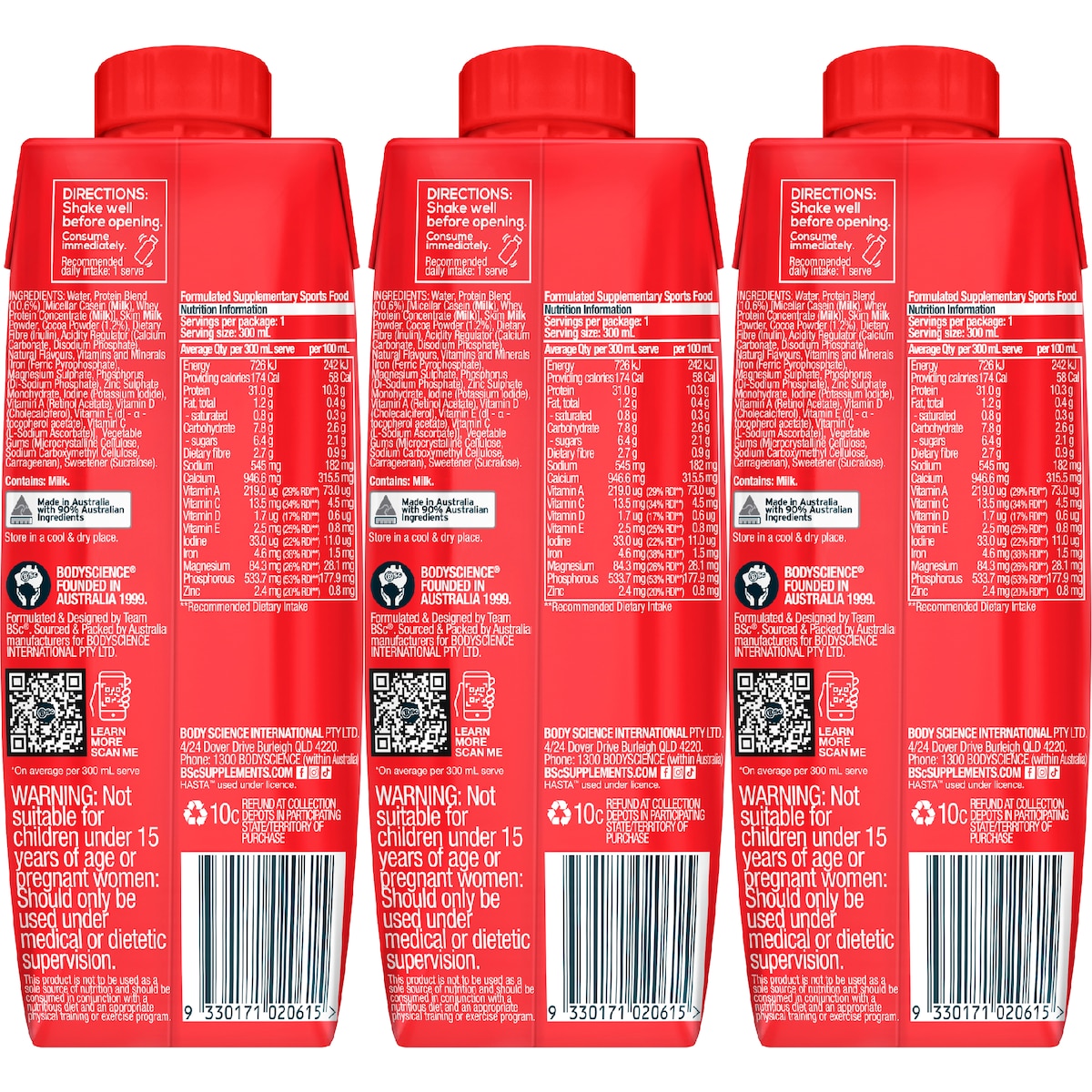 Bsc Protein Shake Chocolate 300ml X 3 Pack
