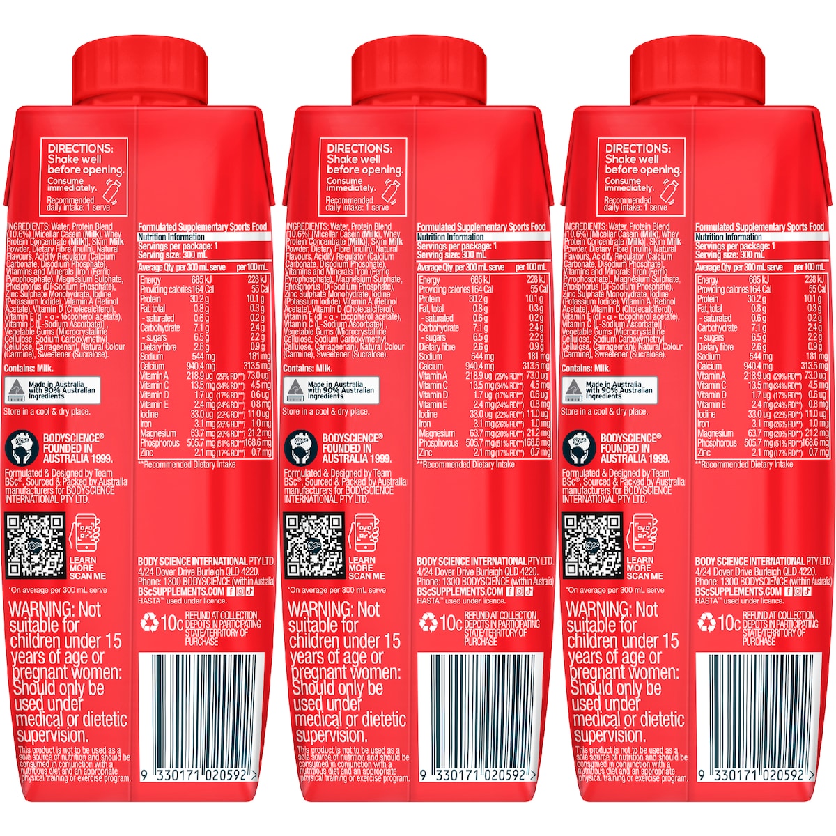 Bsc Protein Shake Strawberry 300ml X 3 Pack