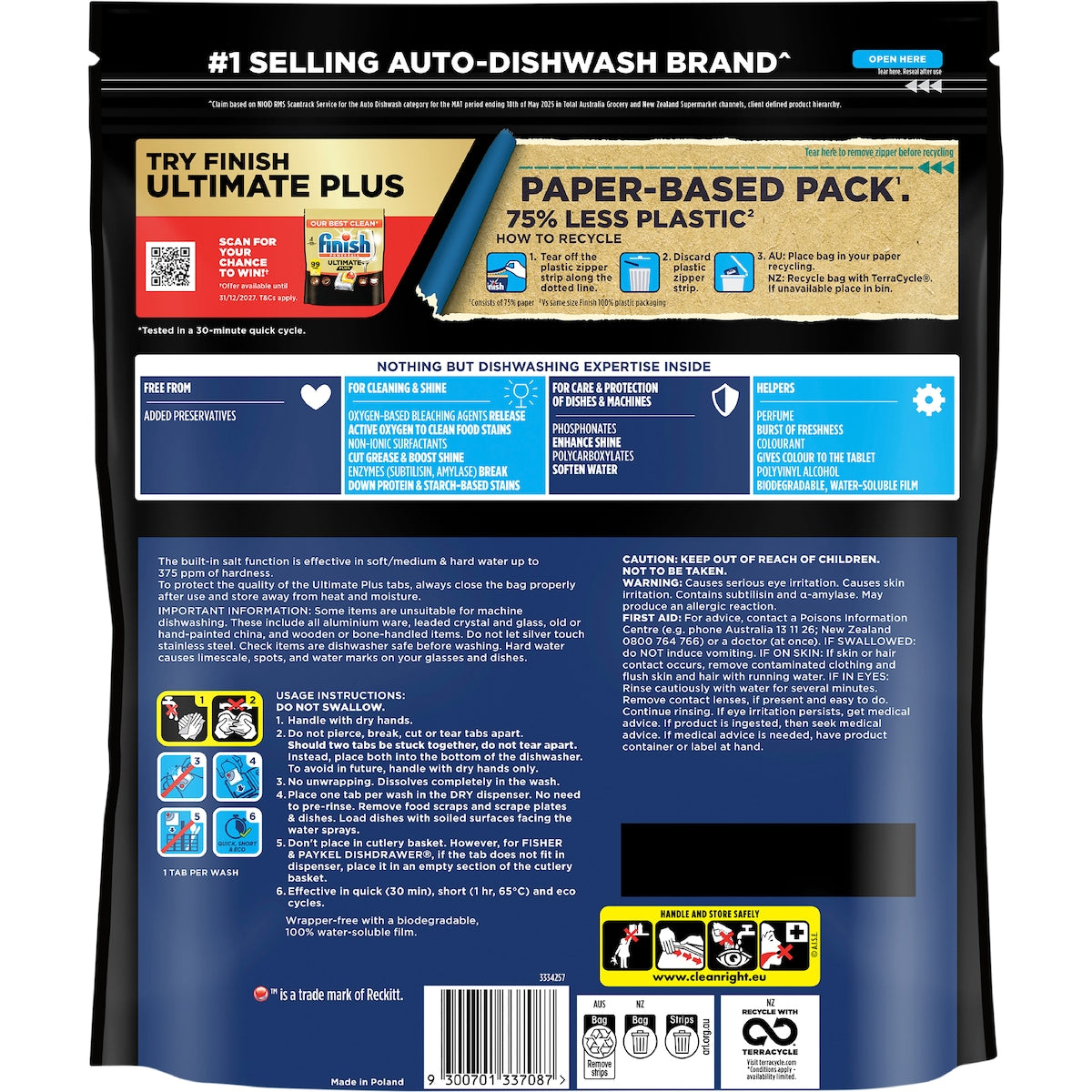 Finish Ultimate Plus Material Care Dishwashing Tablets 80 Pack
