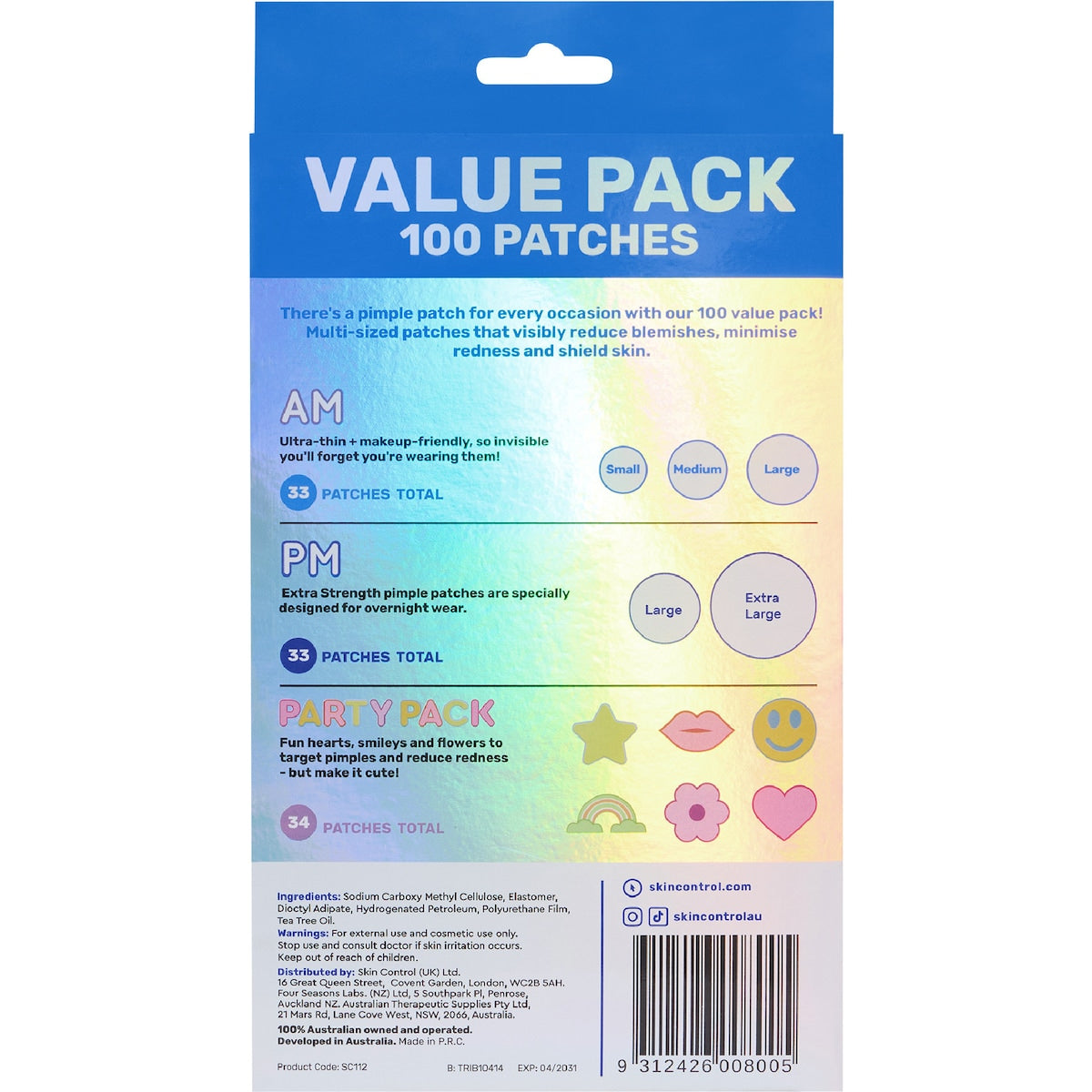 Skin Control Pimple Patches Variety 100 Pack