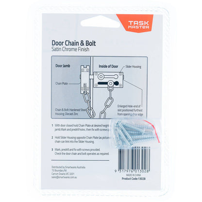 Taskmaster Door Chain Bolt - 52mm - Satin Chrome