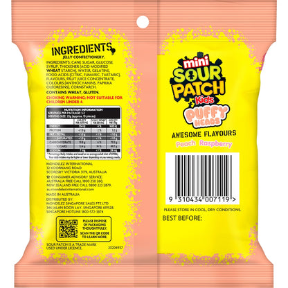 Sour Patch Kids Mini Puffy Heads Peach & Raspberry 80g