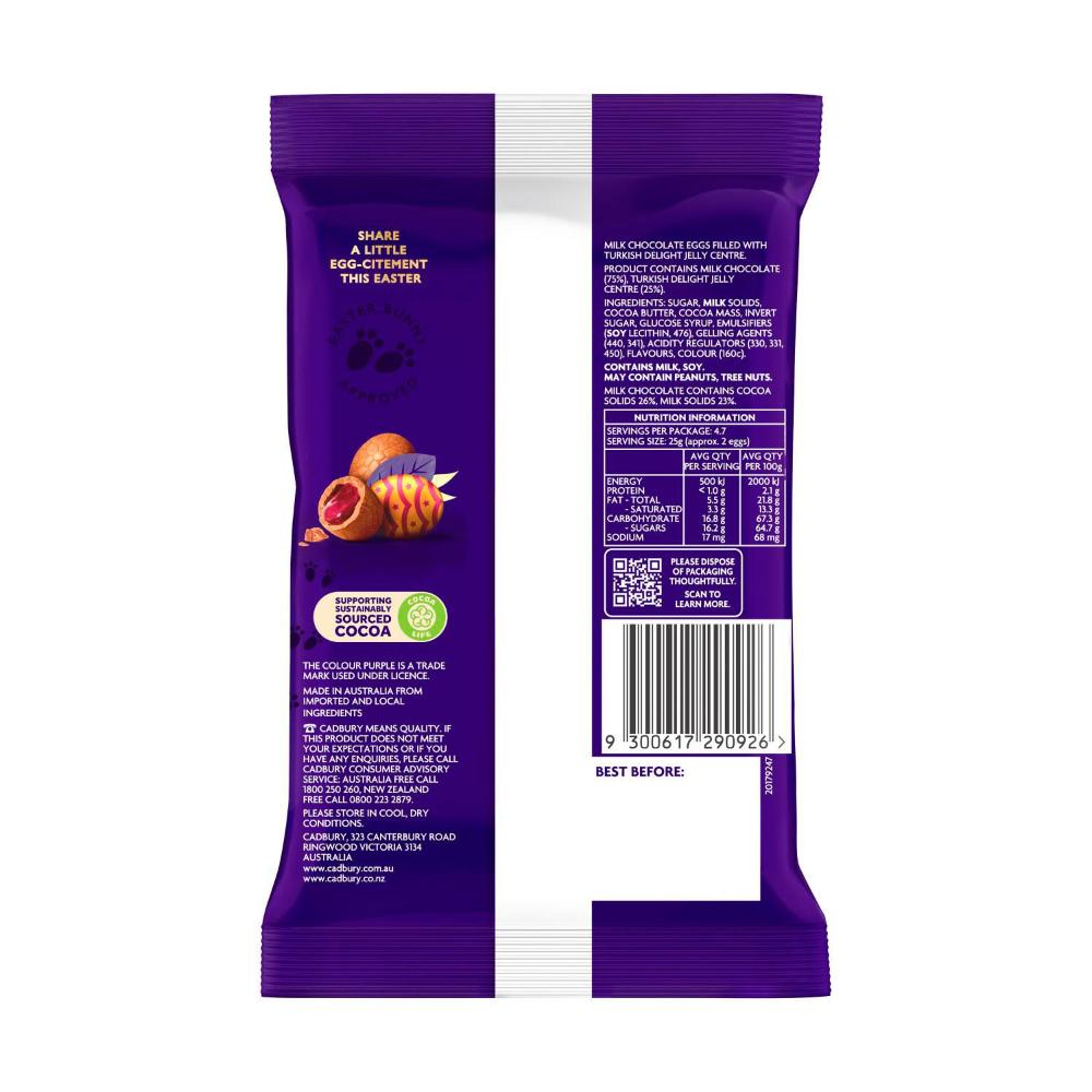 Cadbury Turkish Delight Easter Chocolate Eggs Bag - 117g