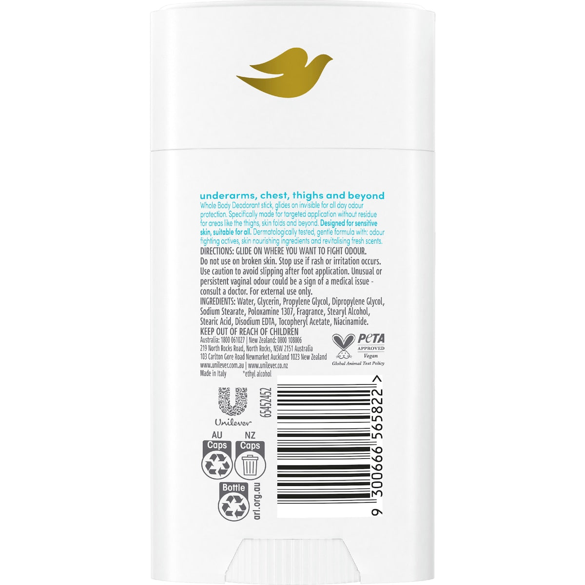 Dove Whole Body Deo Stick Sea Mist & Peony 81g