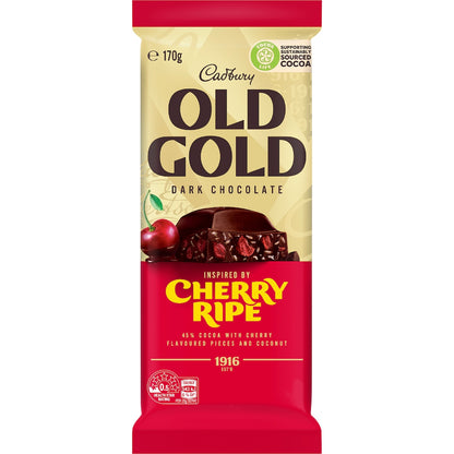 Cadbury Old Gold Cherry Ripe Dark Chocolate Block 170g
