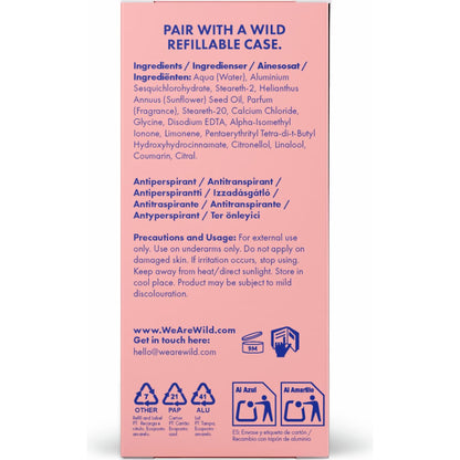 Wild Deodorant 72hr Antipersperant Roll On Refill Cotton & Salt 50ml