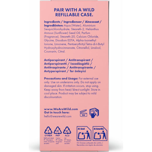 Wild Deodorant 72hr Antipersperant Roll On Refill Cotton & Salt 50ml
