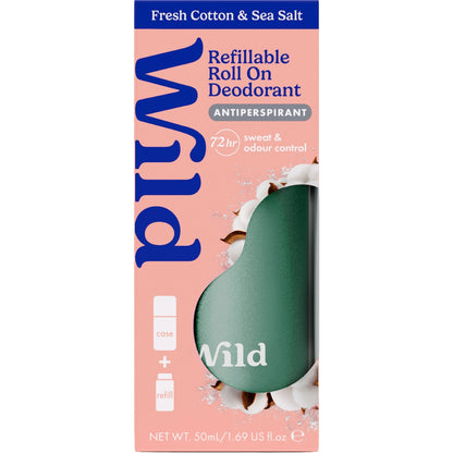 Wild Deodorant 72hr Antipersperant Roll On Cotton & Salt 50ml